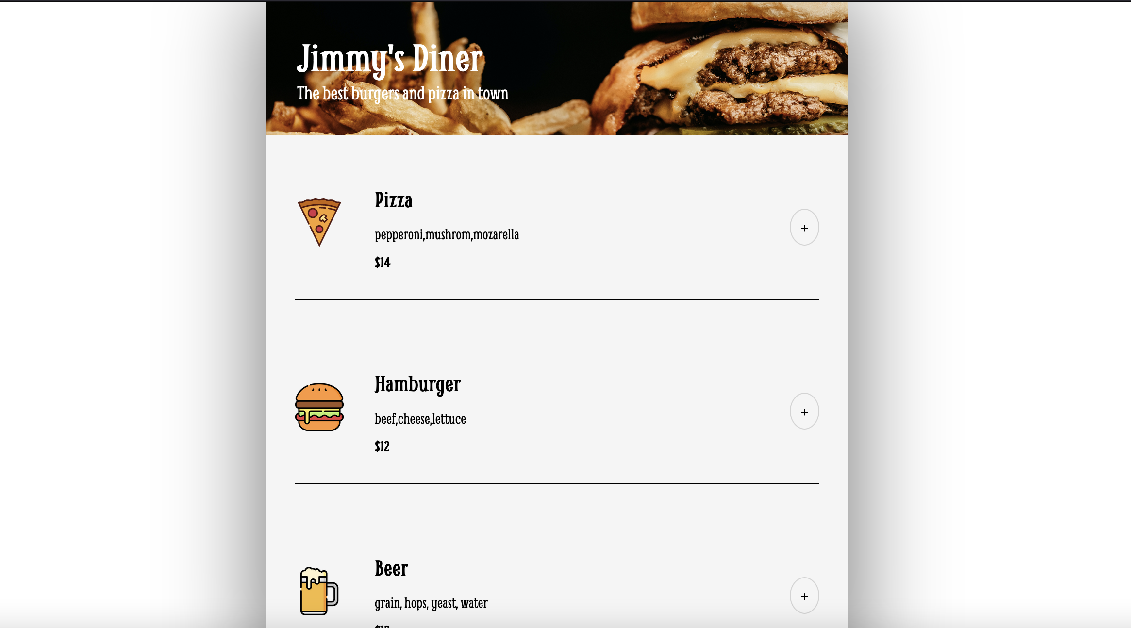 restaurant mobile order website